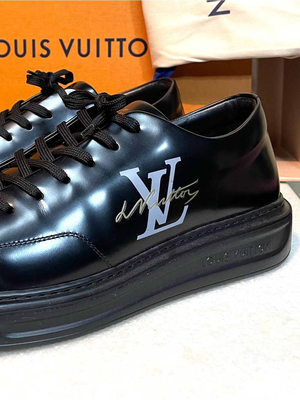 Louis Vuitton Beverly Hills Black Leather Virgil Abloh Sneakers
